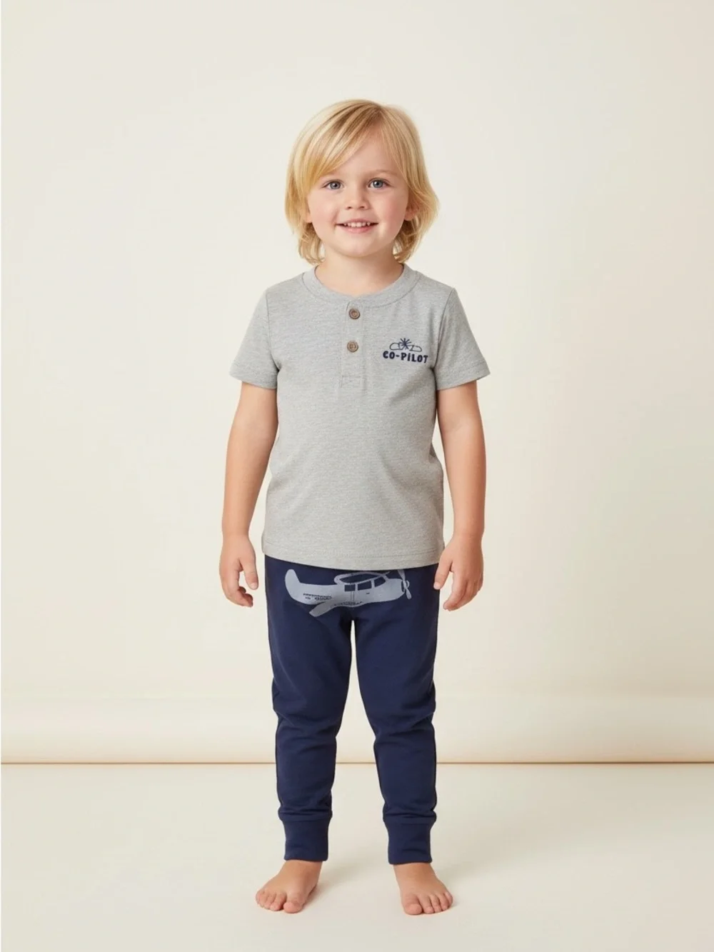 Carter's Navy, Gray & Cream Airplane 3-Piece Outfit Set